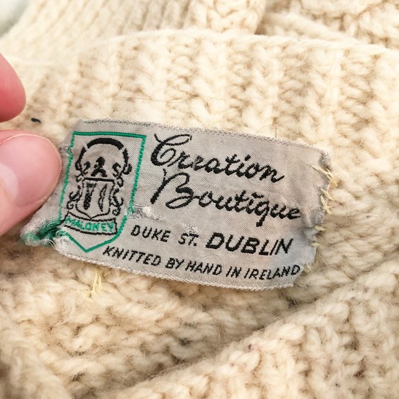 Vintage Hand Knitted Aran Irish Cable Knit Fisherman Cardigan Sweater Grandpa - Picture 3 of 5